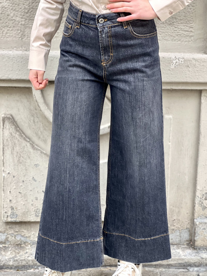 Jeans a palazzo corto-DISTINTO